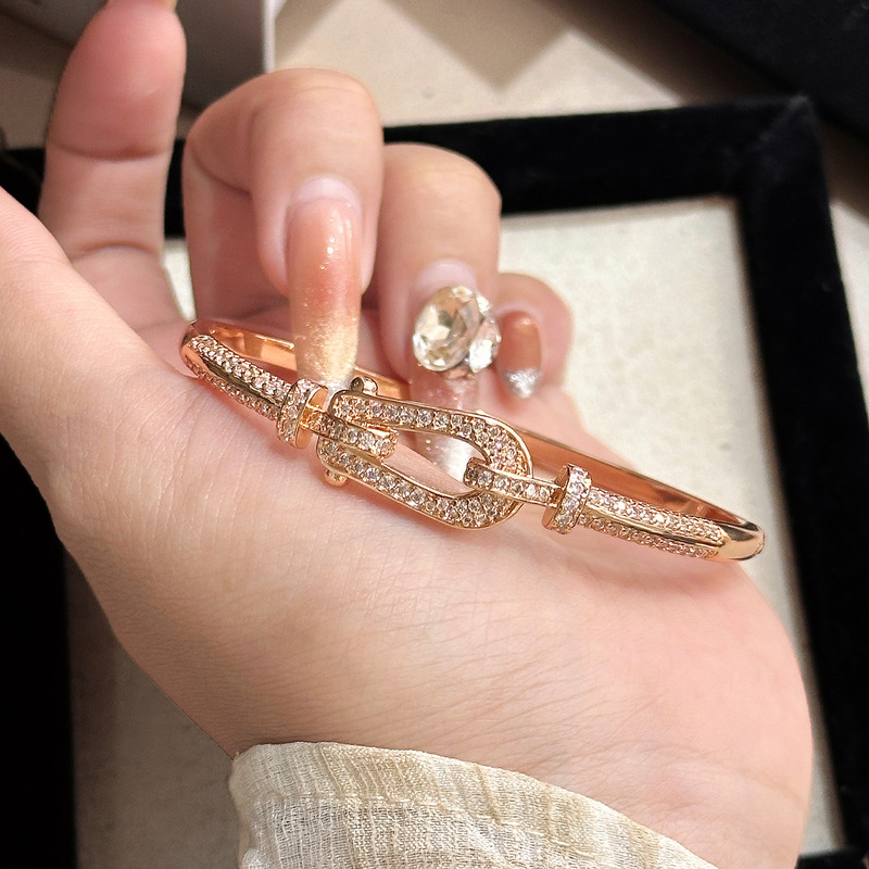 Light Luxury and High-End Diamond-Encrusted Horseshoe Buckle Bracelet for Women, Fashionable Niche Design, Personalized Versatile Geometric Bracelet, Trendy Bracelet Light Luxury and High-End Diamond-Encrusted Horseshoe Buckle Bracelet for Women, Fashionable Niche Design, Personalized Versatile Geometric Bracelet, Trendy Bracelet