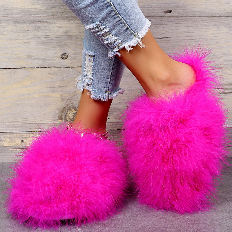 Solid Color Thicken Plush Slippers NSKJX112133