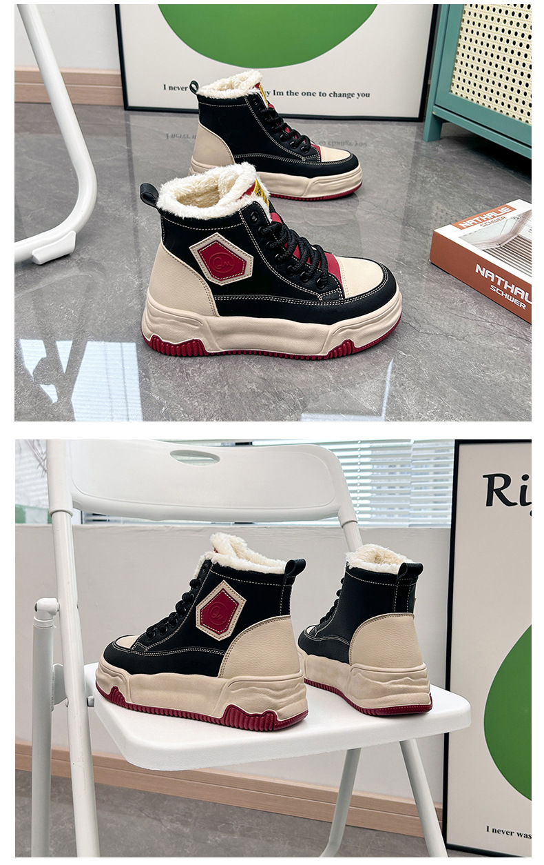 High Top Women's Ankle Boots Plush Lined Winter Casual Footwear_voghion.com