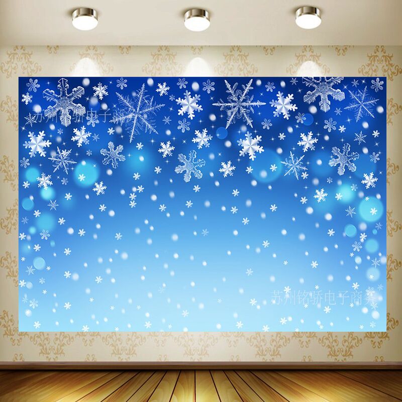 Amazon New Blue Sky Ice and Snow Theme Birthday Party Photography Background Cloth Cross-border Decoration Banner