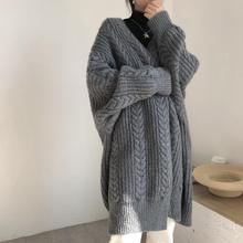 金韩外贸法国单女装品牌剪标冬中长款毛衣日系复古慵懒风包邮