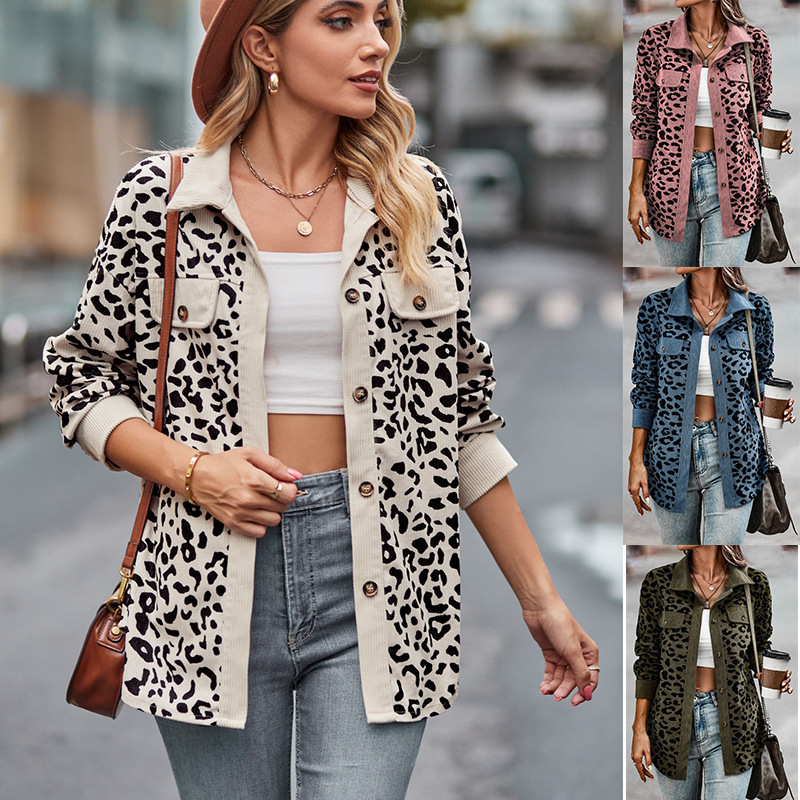 2023 New Autum Cross-Border European and American Clothing Amazon Leopard Print Button Long-Sleeved Jacket Shirt Jacket for Women 2023 New Autum Cross-Border European and American Clothing Amazon Leopard Print Button Long-Sleeved Jacket Shirt Jacket for Women