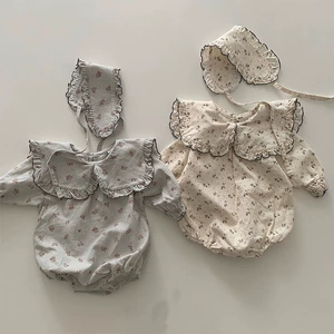 Брендовая осенняя кукла, лонгслив, детское милое боди, ободок, в корейском стиле, цветочный принт