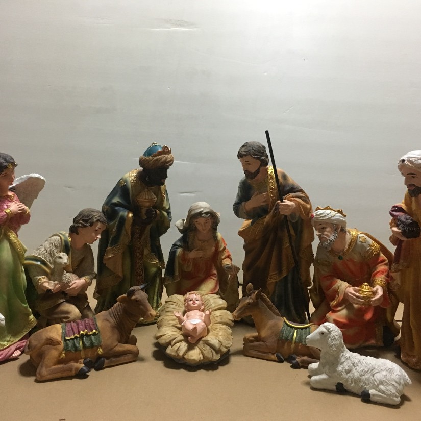 Comercio exterior hogar Iglesia Europea boutique 31cm 12-piece set Navidad pesebre set decoración decoraciones