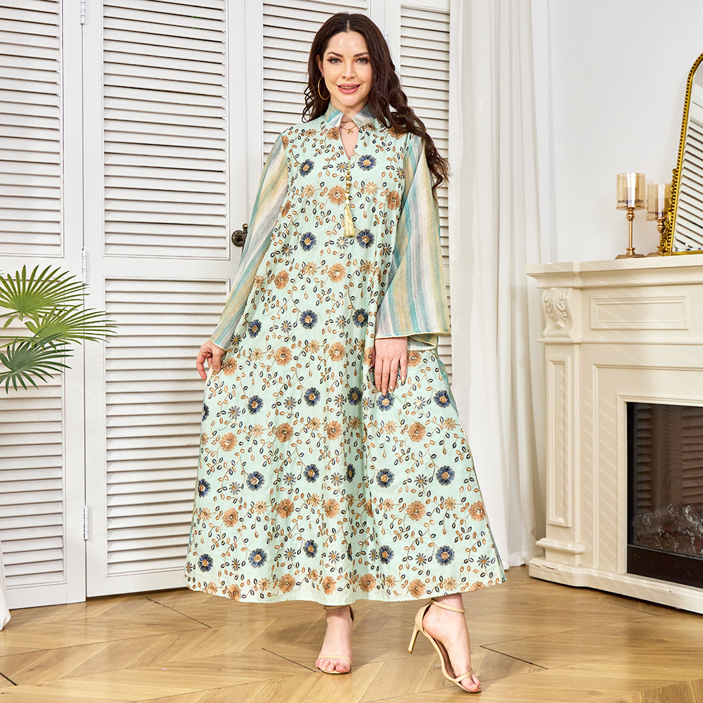 Fabbrica di abbigliamento all'ingrosso per il commercio estero del Medio Oriente, nuovo elegante abito arabo con paillettes ricamate, abaya._voghion.com