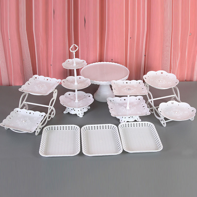 Dessert Display Stand Disposable Fruit Plate European Style Three-Layer Birthday Arrangement Living Room Table Display Cake Stand