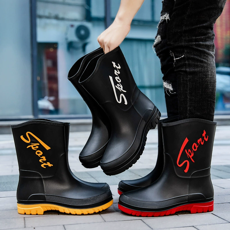 25-летние новые водяные туфли для мужчин на улице модные нескользящие и толстые, износостойкие в дождливые дни водонепроницаемые резиновые туфли
