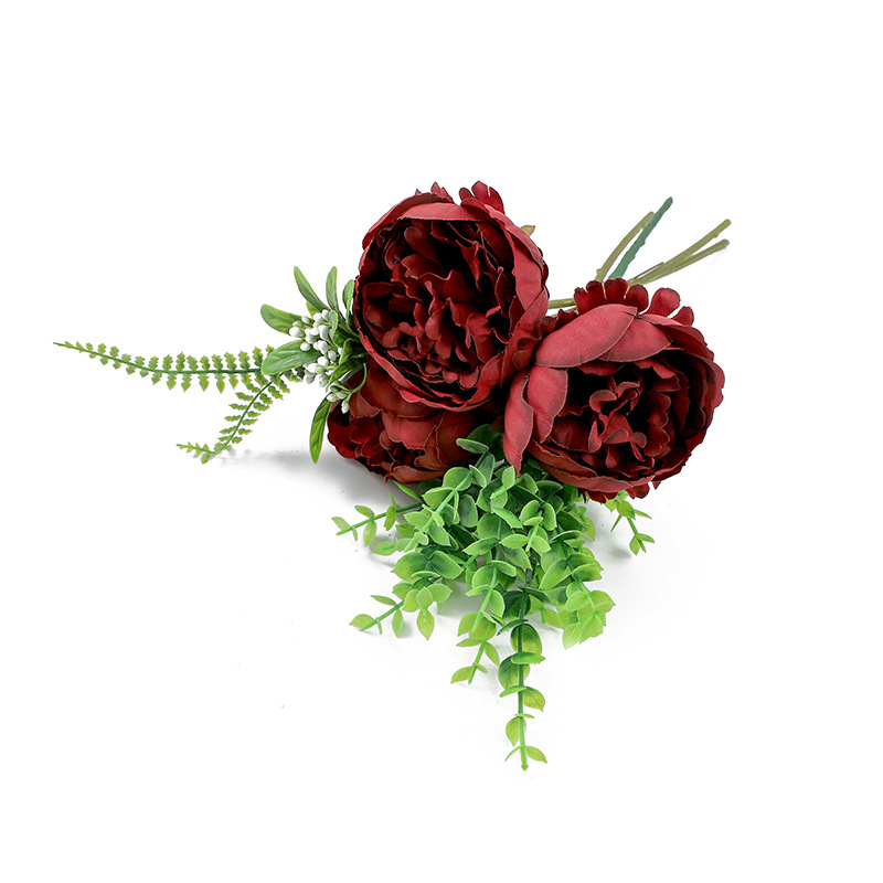 Envío Gratis, Flores Artificiales, Rosa Perla, Peonía, Ramo de Novia, Hojas de Eucalipto, Fotografía de Bodas, Ramo de Mano