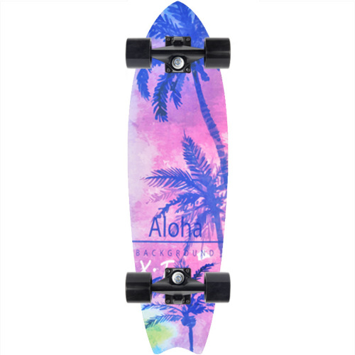 28-inch maple wood mini fish skateboard for kids, street and road, beginner 4-wheeled skateboard, single kicktail skateboard