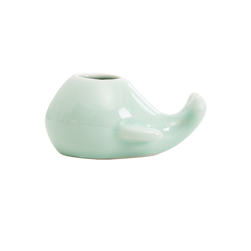 Verde rosa de cobre hierba creativa hidropónica pequeña maceta cerámica lindo celadón sala de estar escritorio arreglo floral adornos hidropónicos