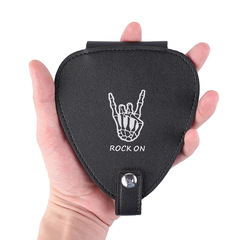 Wholesale Large Capacity Guitar Pick Holder Black Leather Guitar Pick Clip PU Leather Guitar Pick Bag