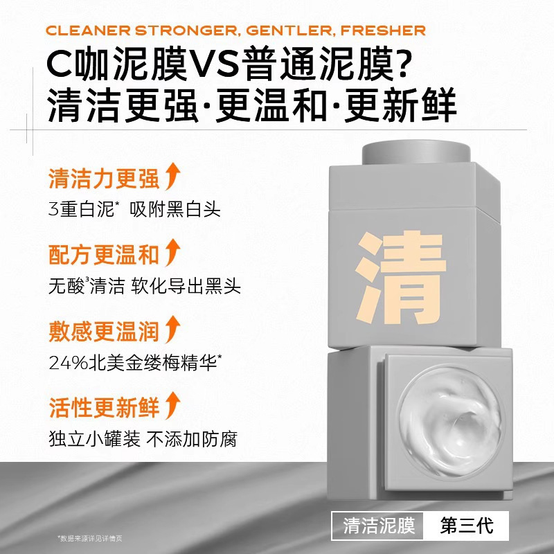 C咖祛痘涂抹面膜清洁泥膜小罐膜控油淡痘印提亮舒缓泥膜|undefined