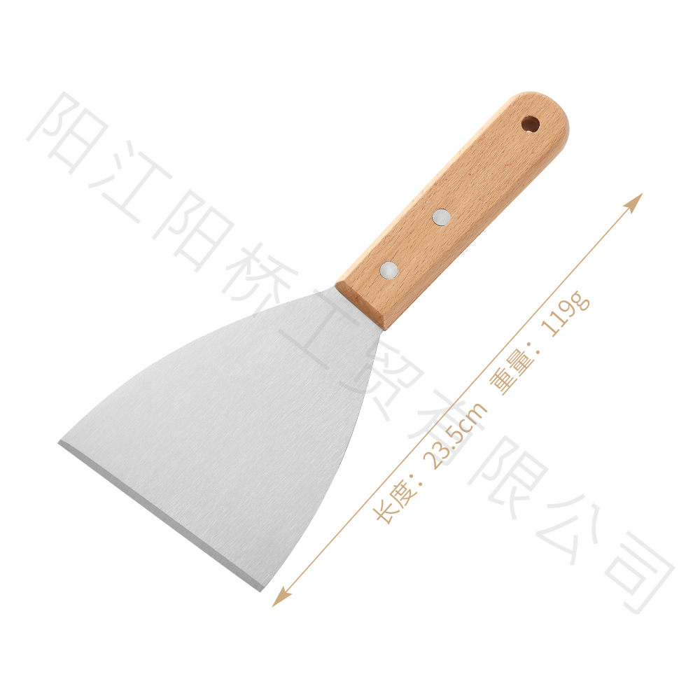 Amazon Hot sale acero inoxidable parrilla herramienta set al aire libre barbecue hierro guisado mango de madera cocinar combinación de cocina de grasa