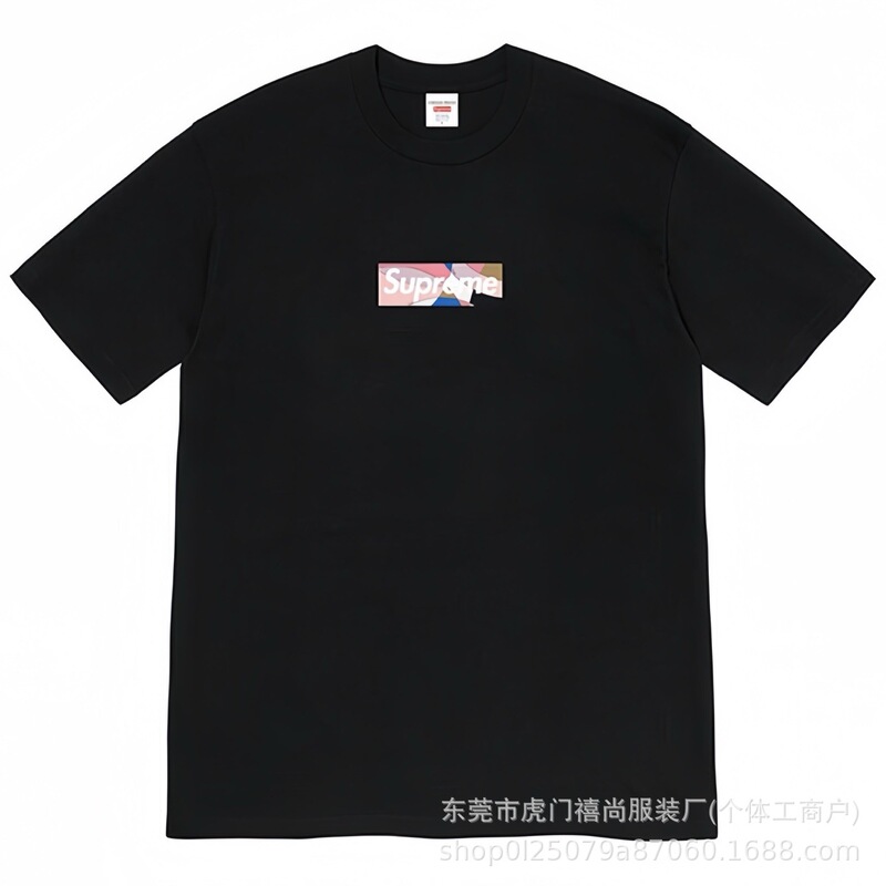 クロスボーダー25ss美潮Supreme文字プリントラウンドネック半袖男女兼用カジュアルTシャツ純綿快適|undefined