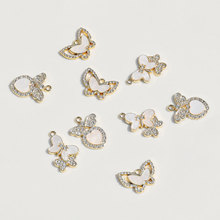 轻奢款合金板材微镶水钻蝴蝶挂件diy手工耳环手链项链饰品配件包