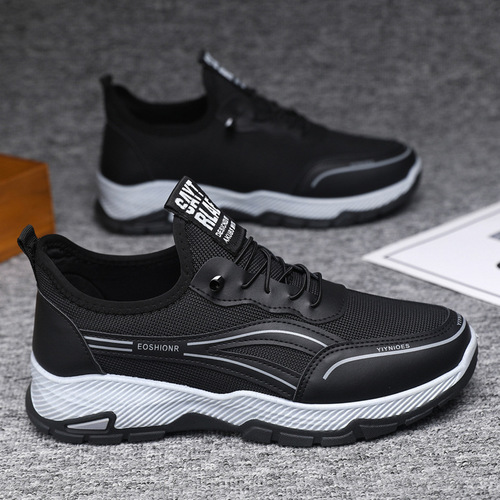 Men's shoes spring new Korean version lightweight running shoes low-top shallow mouth fly woven shoes fashionable outdoor casual sports shoes