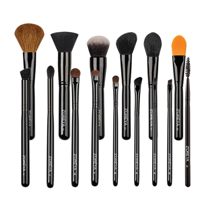 Zhuolya negro polvo suelto cepillo de maquillaje rubor rollo de pestañas sola herramienta de belleza cepillo de Fundación cepillo de sombra de ojos al por mayor