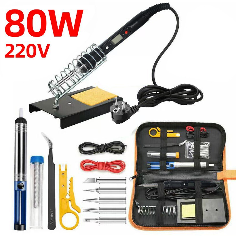 厂家批发跨境恒温电烙铁套装可调温带欧规电焊笔维修焊接工具包