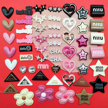 韩版彩色小香风星星桃心领结树脂贴片diy头饰发夹手机壳饰品配件