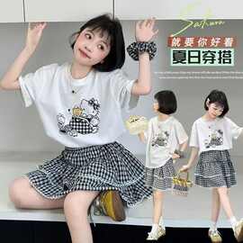 女童2026夏季套装新款洋气童装短袖宝宝夏装儿童中大童短裙两件套