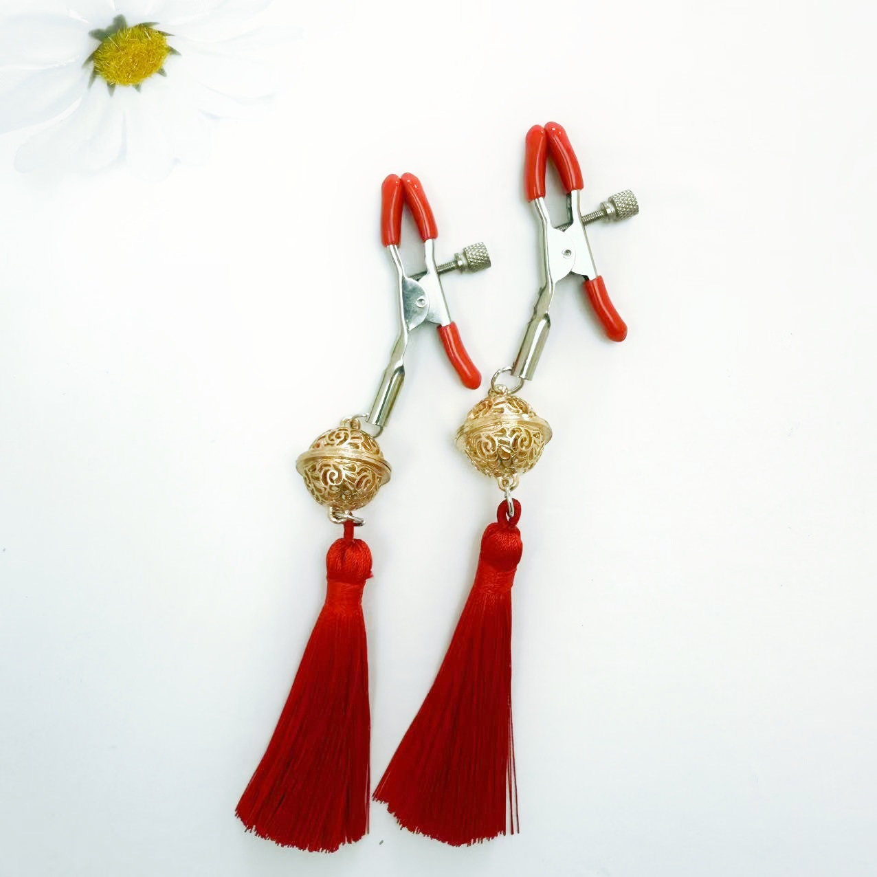 Soft Nipple Clamp Ring with Bell and Tassel, Adult Sensory Toy for Couples — detail image 8