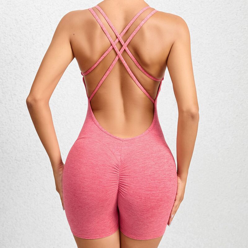 Europe and the United States Hot New Sexy Beautiful Back One-piece Yoga Suit Hip Quick-drying Breathable Fitness Suit Hip One-piece Suit Women