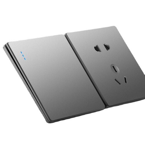 Ultra-thin 86 type concealed one-open five-hole plug panel for home use with 16a wall power supply wholesale switch socket gray