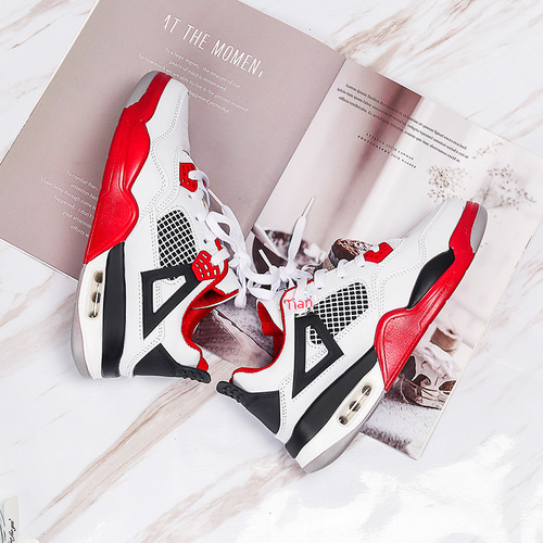  Autumn Flame Red Couple Air Cushion Sports Shoes Men's Running Shoes Hong Kong Style Trendy Heeled Casual Shoes