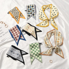 絲巾女春秋季百搭長款髮帶絲帶綁包用多功能時尚款圍巾領巾飄帶潮