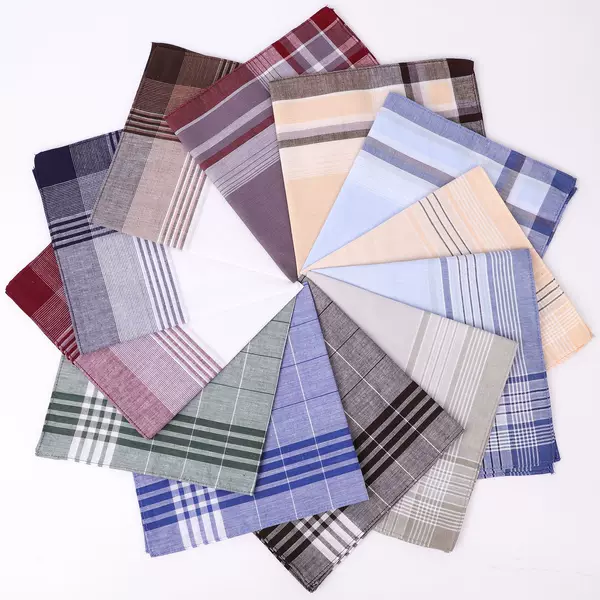 Amazon temu hot 40cm cotton plaid men's handkerchief mixed cotton handkerchief business suit pocket towel