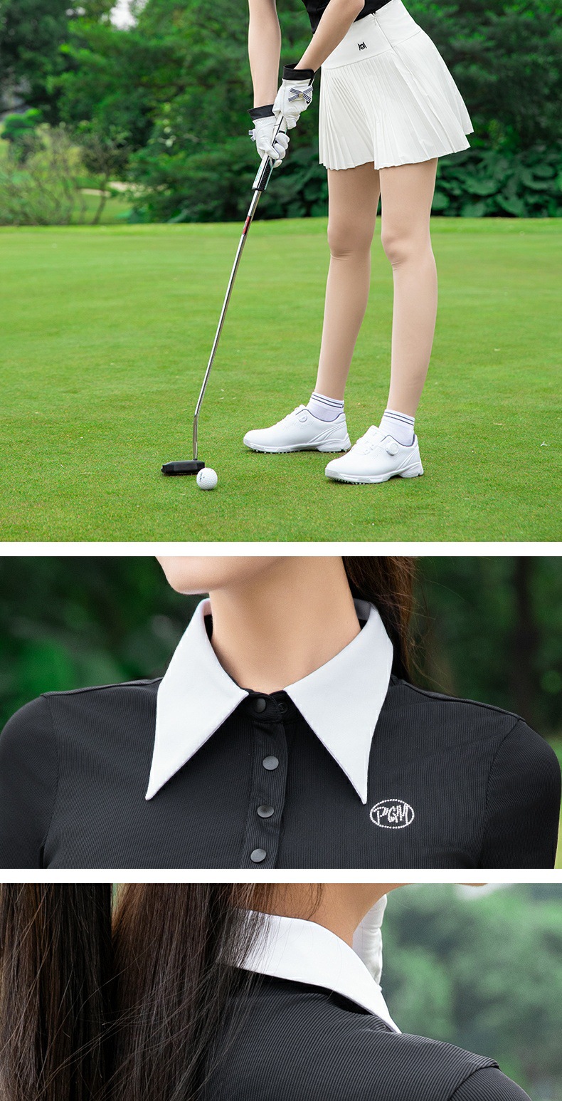 Áo polo golf nữ tay ngắn cổ bẻ dài vải thun co giãn — YF789 áo trắng [vải sọc mỏng/độ đàn hồi cao và mềm mại/mỏng và mỏng], YF789 Ice Crystal Blue Top [Vải dải mỏng/Mềm mại đàn hồi cao/Mỏng mỏng], YF789 Black Top [Chất liệu vải có độ đàn hồi cao và mềm mại/mỏng và mỏng], YF789 Sakura Phấn hoa Top [Vải sọc mỏng/Mềm mại đàn hồi cao/Mỏng mỏng] chi tiết 7