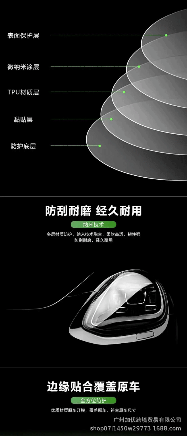 Car Headlight Protective Film Tpu Car Light Anti-Scratch Self-Repair Scratch Color Changing Film Tail Light Cross-Border Wholesale
