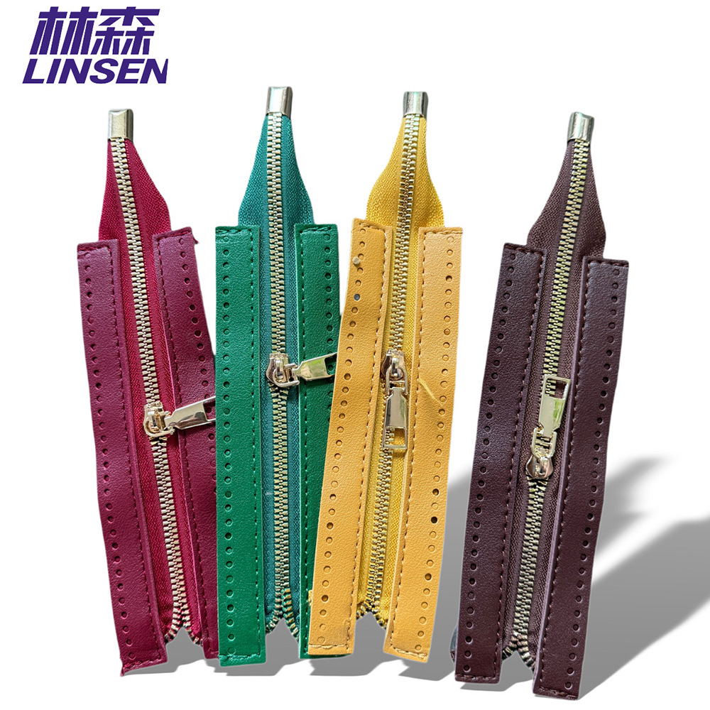 DIY bag zipper, 24CM, handmade woven bag materials, homemade hardware, leather zipper, wholesale accessories.