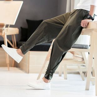 Chinese Style Men's Linen Retro Style Hanfu Men's Pants plus size Loose Chinese Style Cotton and Linen Chinese Style Tang Suit Haren Pants