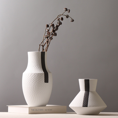 Modern Minimalist Ceramic Vase Ink Splash Cutting Pattern Creative Decorative Sample Room Hotel Antique Display Shelf Ornament