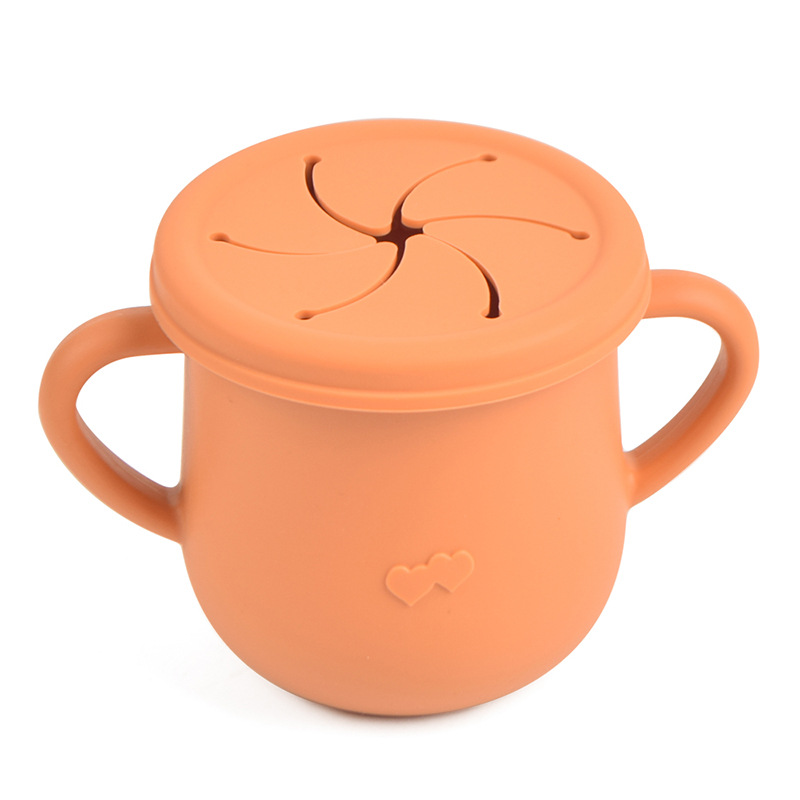 Silicona de grado alimenticio para niños snack Cup mango binaural portátil resistente a la caída con taza de paja de bebé taza de bebida de silicona