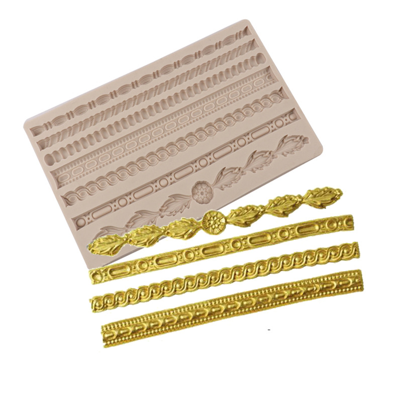 De estilo europeo en relieve molde de pastel de fondant giro cuerda de cáñamo molde de silicona pastel de chocolate herramienta para hornear