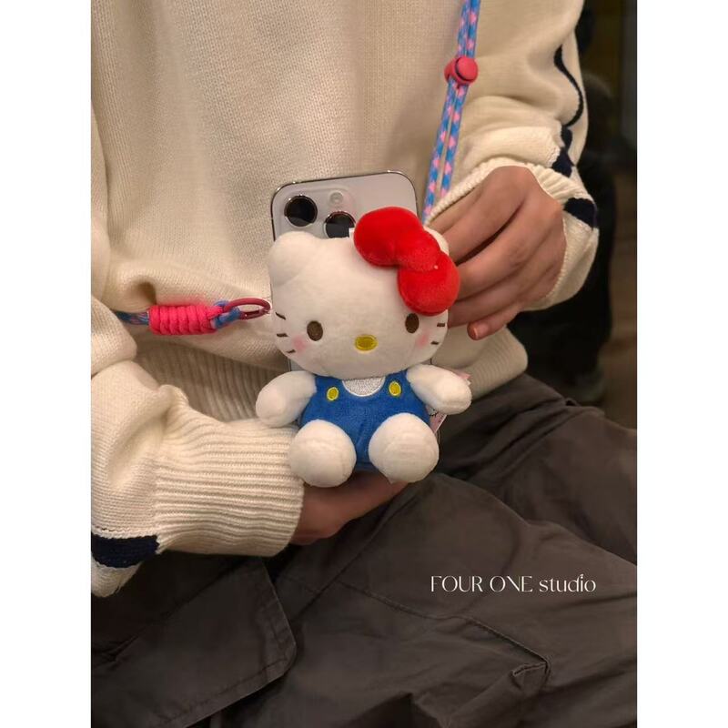 手机背夹红蓝kitty手机背夹女生个性手机壳可爱玩偶公仔|undefined
