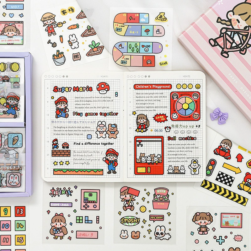 Sticker PVC, gift box, cartoon cute stickers, scheduler