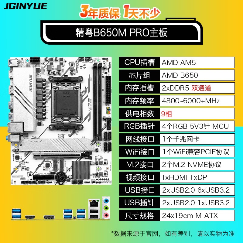 Jingyue B650M PRO motherboard, DDR5 memory, AM5 Ryzen, desktop computer gaming motherboard, single motherboard