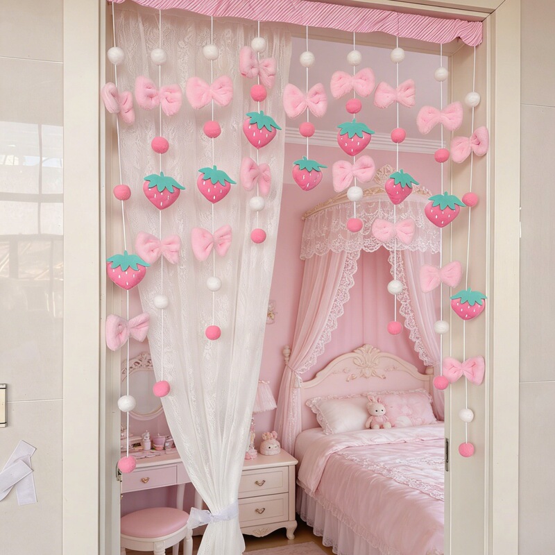 Pink Raspberry Princess Girl Style Crystal Curtain for Bathroom, Toilet, Bedroom, Living Room, Hallway Divider