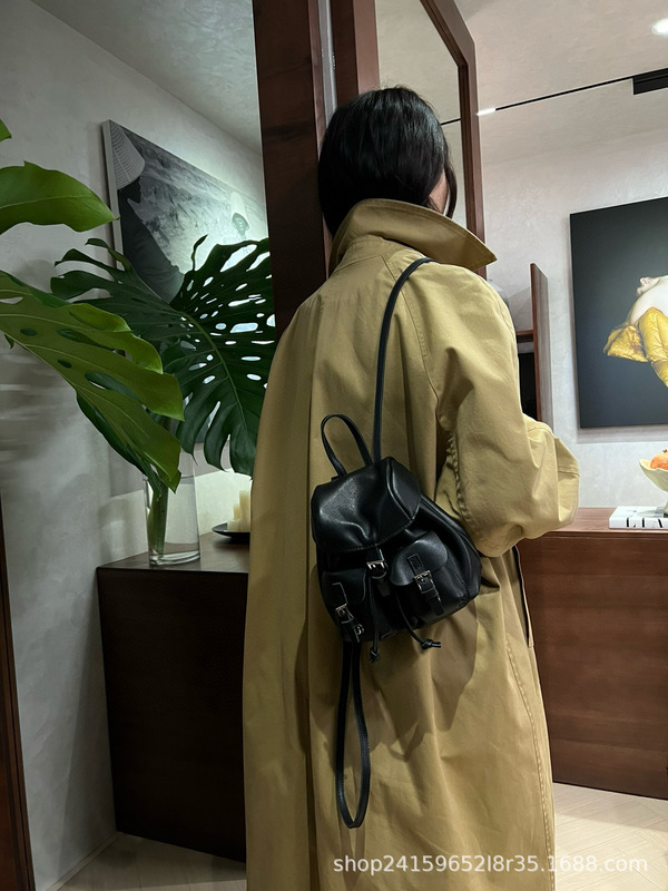 头层牛皮小众设计多口袋双肩真皮磨砂迷你双肩包女新款小背包全皮|undefined
