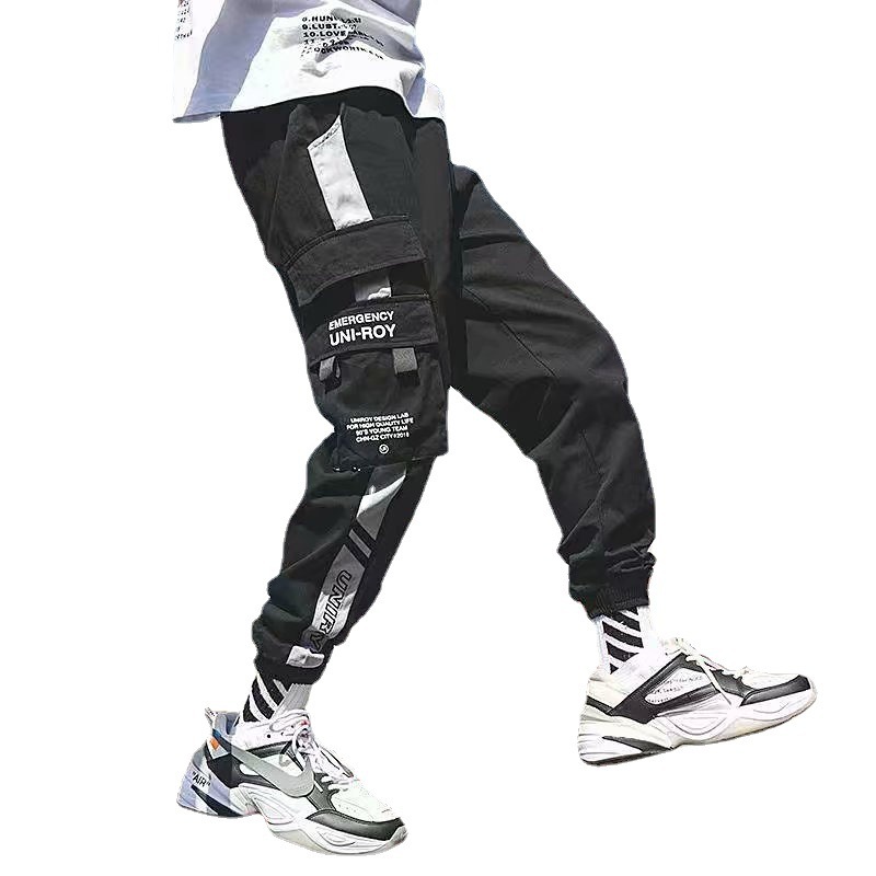 Fábrica al por mayor overoles primavera y otoño de los hombres pantalones atados al tobillo jóvenes de los hombres pantalones atados al tobillo pantalones casuales sueltos de los hombres