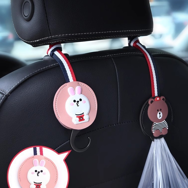 Gancho de coche, respaldo del asiento trasero del coche, gancho pequeño oculto multifuncional, accesorios de coche lindo de dibujos animados