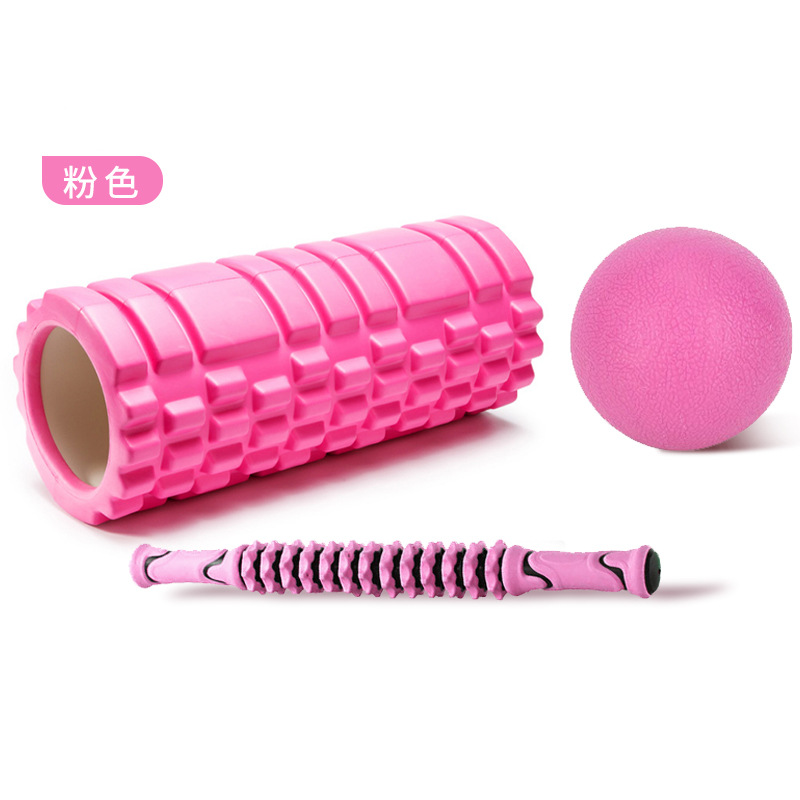 Rodillo de eje de espuma conjunto de tres piezas suministros de yoga para el hogar relajación muscular fascia bola traje de palo de diente de lobo