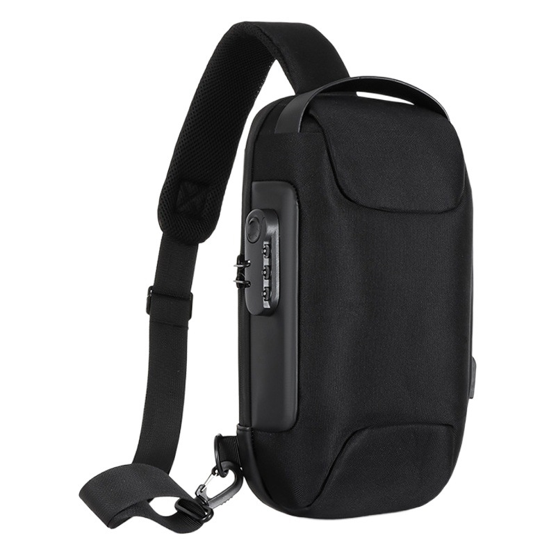 Bolso crossbody de los deportes del paño de Oxford del bolso del pecho de los hombres Bolso crossbody impermeable anti-rasguño antirrobo de la cerradura de la contraseña