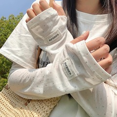 波点冰丝防晒袖套女夏季薄款冰袖防紫外线宽松遮阳开车骑行护手臂