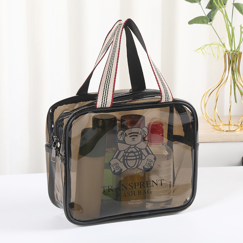 PVC double-layer large-capacity dry and wet separation makeup bag thickened waterproof toiletry bag swimming fitness travel storage bag