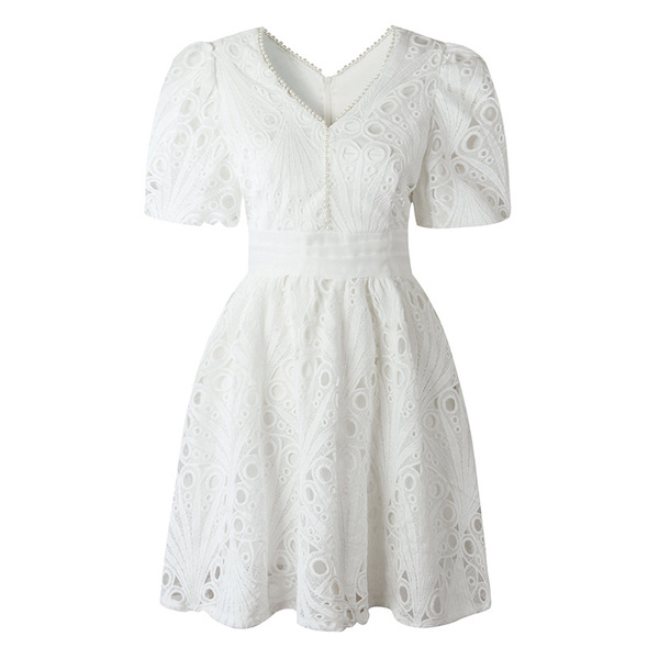 Summer elegant lace white dress