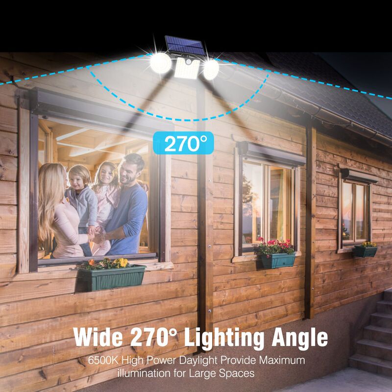 New Solar-Powered Three-Head Wall Light Outdoor 260Led Human Sensor Wall Light Garden Courtyard Lighting Safety Street Light New Solar-Powered Three-Head Wall Light Outdoor 260Led Human Sensor Wall Light Garden Courtyard Lighting Safety Street Light